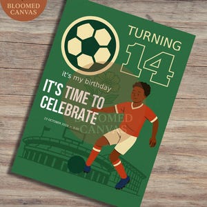 Modelo de Cartão de Aniversário de Futebol | Convite Editável para Festa de Futebol para Meninos | Download Instantâneo para Imprimir | Cartão de Aniversário Infantil