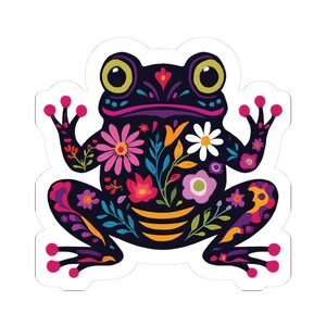 Frosch Aufkleber, bunte Blumenaufkleber für Scrapbooking, Laptop Aufkleber, niedliches Geschenk für Naturliebhaber, Pflanzendekor