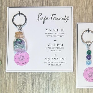Personalized Crystal Keyring: Safe Travels, Good Luck Charm
