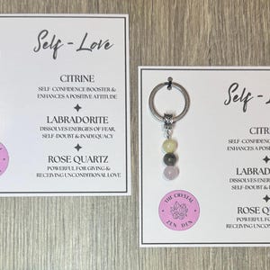 Personalisierter Kristallschlüsselring: Selbstliebe, Glück, Heilung