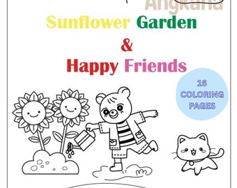 Sunflower Garden Coloring Book | 16 Printable Pages for Kids (Digital Download)