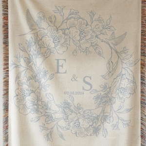 Personalized Throw Couples Blanket with Names wedding present bridal shower Gift for Newlyweds Cotton Anniversary Gift Engagement Gift