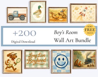Vintage Boys Nursery Prints: Retro Cars, Planes, Sports (Digital Download)