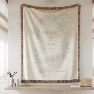 Cotton Anniversary Personalized Throw Blanket with Names Couples Blanket Anniversary Gift for Couple Keepsake Gift Wife Anniversary Gifts