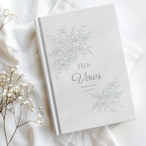 Personalized Wedding Vow Book: Sage Green Floral Keepsake Journal