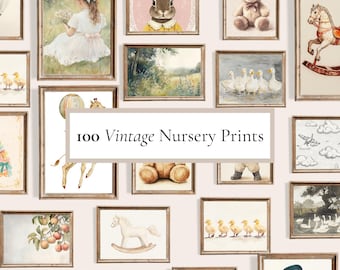 100+ Digital Nursery Wall Art Prints | Vintage Baby Room Decor | Girls Room | Boys Room | Playroom & Kids Room Art | Instant Download