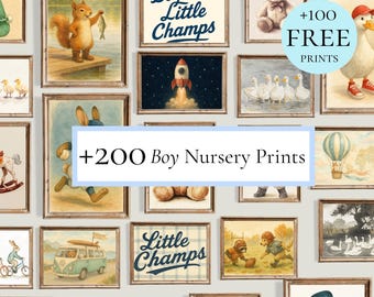200+ Boys Nursery Prints: Watercolor Adventure, Sports, & Vintage Themes (Digital Download