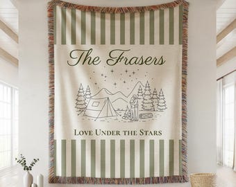 Custom Couple Blanket – Love Under the Stars Camping Design with Names &  Date | Woven Throw for Outdoor Lovers