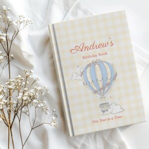 Personalized Baby Birthday Book: Hot Air Balloon Keepsake Journal