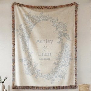 Cotton Anniversary Personalized Throw Blanket with Names Couples Blanket Anniversary Gift for Couple Keepsake Gift Wife Anniversary Gifts