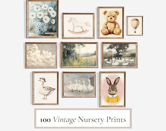 100+ Vintage Nursery Wall Art, Nursery Bundle Vintage Room Art Prints Nursery Gallery Wall Printable Nursery DIGITAL DOWNLOAD