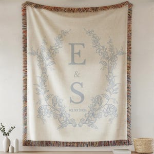 Personalized Throw Couples Blanket with Names wedding present bridal shower Gift for Newlyweds Cotton Anniversary Gift Engagement Gift