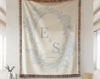 Personalized Throw Couples Blanket with Names wedding present bridal shower Gift for Newlyweds Cotton Anniversary Gift Engagement Gift