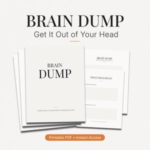 Brain Dump Worksheet Printable | Mental Clarity Tool for Overthinking | Clear Your Mind PDF | Focus Reset