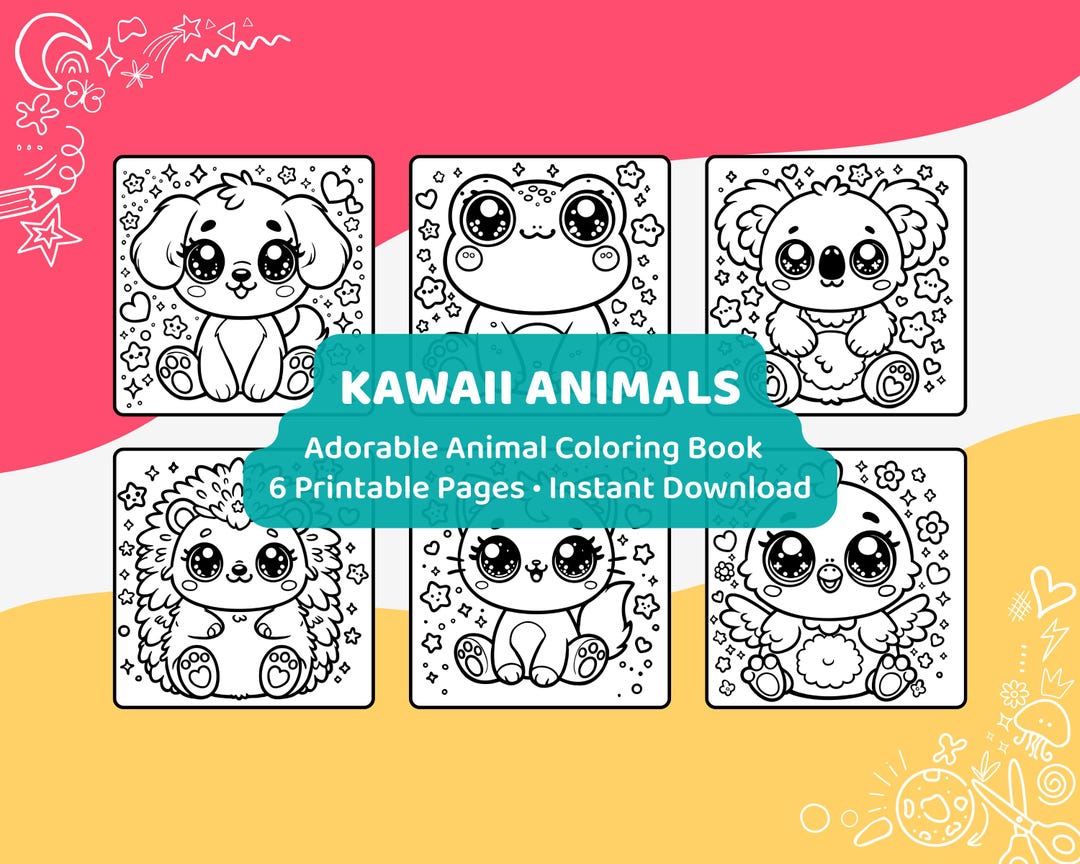 Kawaii Animal Coloring Pages – Cute Printable PDF for Kids and Adults ...