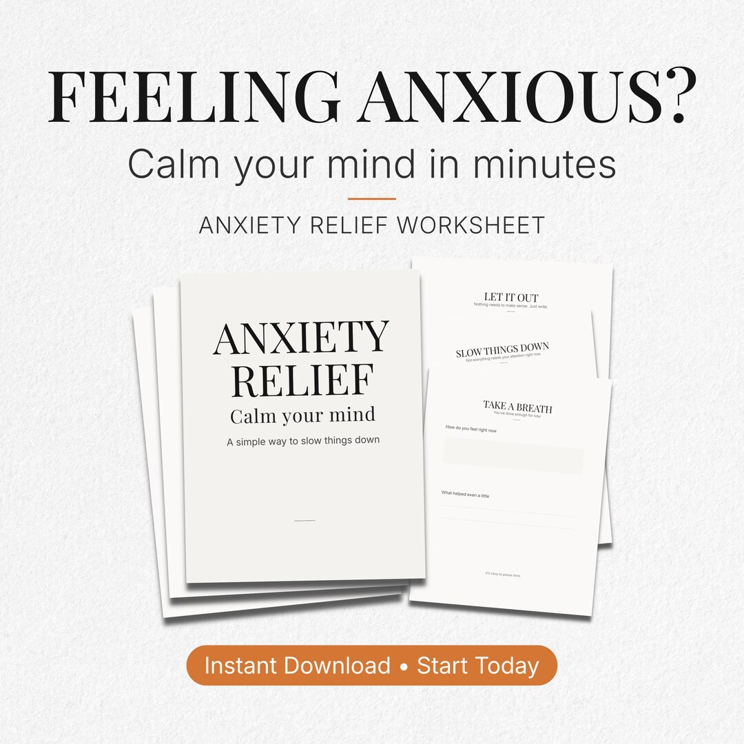 Anxiety Relief Worksheet Printable, Calm Your Mind PDF, Overthinking ...