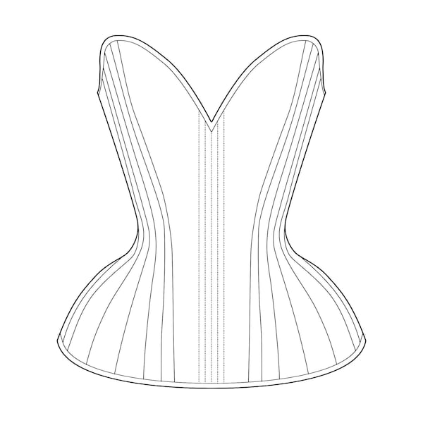 Sparklewren 'Bird's Wing' multi-panelled overbust corset digital garment pattern - 19-35" waists