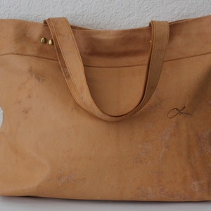 Leather Vegetable Tanned Tote Bag, Large &quot;Camel&quot; Leather Tote Bag, Large Brown Leather Bag, Large Leather Tote Bag, Leather Tote Bag