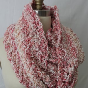 Extra large infinity scarf, tube cowl, knitted infinity scarf, snood in cotton candy pink
