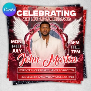 Memorial Funeral Announcement Flyer, Funeral Memorial Announcement Flyer, Funeral Announcement Template, Rest In Peace Flyer, Canva Editable