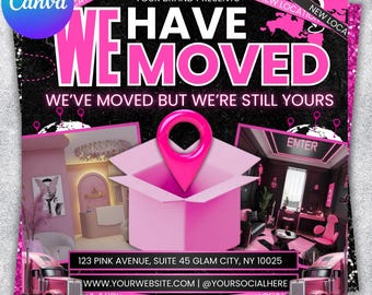 DIY We Have Moved Flyer, New Location Alert Social Media Post Template, New Address Business Social Media Flyer Design, Canva Editable Flyer