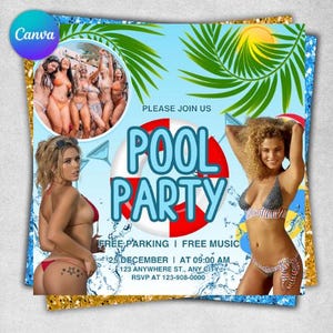 Luau Party Flyer, Hawaiian Party Flyer, Summer Beach Party Flyer,Club Party Invitation, Summer Break Flyer, Pool Party Flyer, Canva Editable