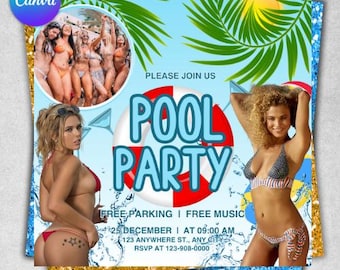 Summer Party Flyer, Pool Party Flyer, Summer Break Party Flyer, Summer Event Flyer, Beach Flyer, DIY Flyer Template Design, Canva Editable