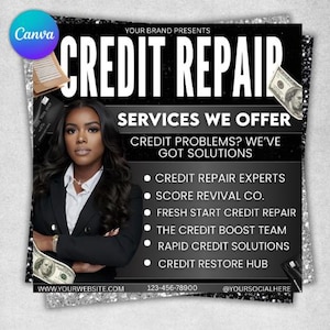 Credit Repair Instagram Post,Credit Repair Social Media Template,Credit Repair Template,Diy Credit Repair,Credit Repair Flyer,Canva Template