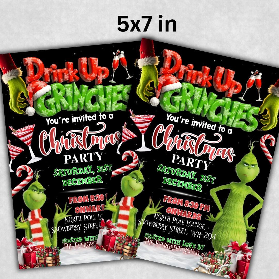Drink up Grinch Invitation, Grinchmas Party Invite, Christmas Party ...