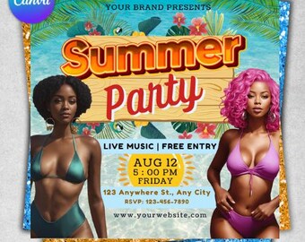 Summer Party Flyer, Pool Party Flyer, Summer Break Party Flyer, Event Flyer, Beach Party Flyer, Party Flyer, DJ Party Invite, Canva Editable