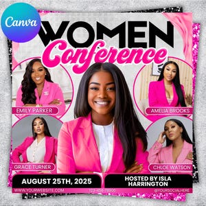 Woman Conference Flyer, Women Empowerment Flyer, Women&#39;s Brunch, Women Workshop Flyer, Guest Speaker Flyer, Premade Event, Canva Editable