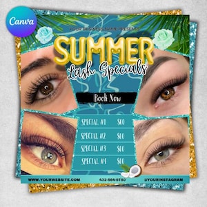 Summer Lash Special Flyer Lash Tech Flyer Lash Sale Flyer Lash Deal Flyer Lashe Special DIY Lash Tech Template Lash Extension Flyer Template