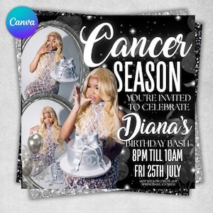 Cancer Season Party Flyer, Birthday Szn Flyer, Cancer Invitation Flyer, Cancer Birthday Event, Social Media Flyer, Premade Flyer Template