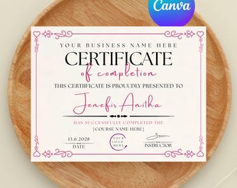 Certificate of Completion, Certificate Template, Lash Certificate, Makeup Certificate, Editable Certificate, Canva Certificate