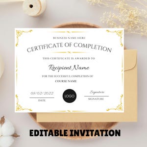 Editable Certificate Of Completion, Canva Template, Printable Course Completion Certificate, Beauty Award, DIY Artist Training Certificate