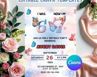 Six Seven Birthday Invitation for Girls, Editable Meme Trending Six Seven Party Invite, 6-7 Bruh Girl Birthday, Kids Birthday Digital Invite
