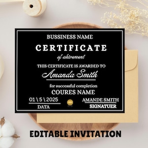 Editable Training Certificate Template, Certificate Of Completion Template, Esthetician Template, Printable Lash Artist Certificate, Course