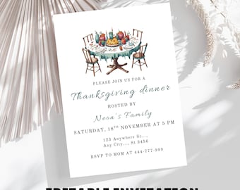 Thanksgiving-Dinner-Einladung, Thanksgiving-Einladung, druckbare Thanksgiving-Einladung, Let's Give Thanks-Einladung, Friendsgiving