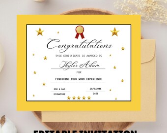 Prêmio editável para impressão, certificado de estrela de ouro para crianças, certificado de prêmio para professor, aluno, criança, criança, para impressão, download instantâneo