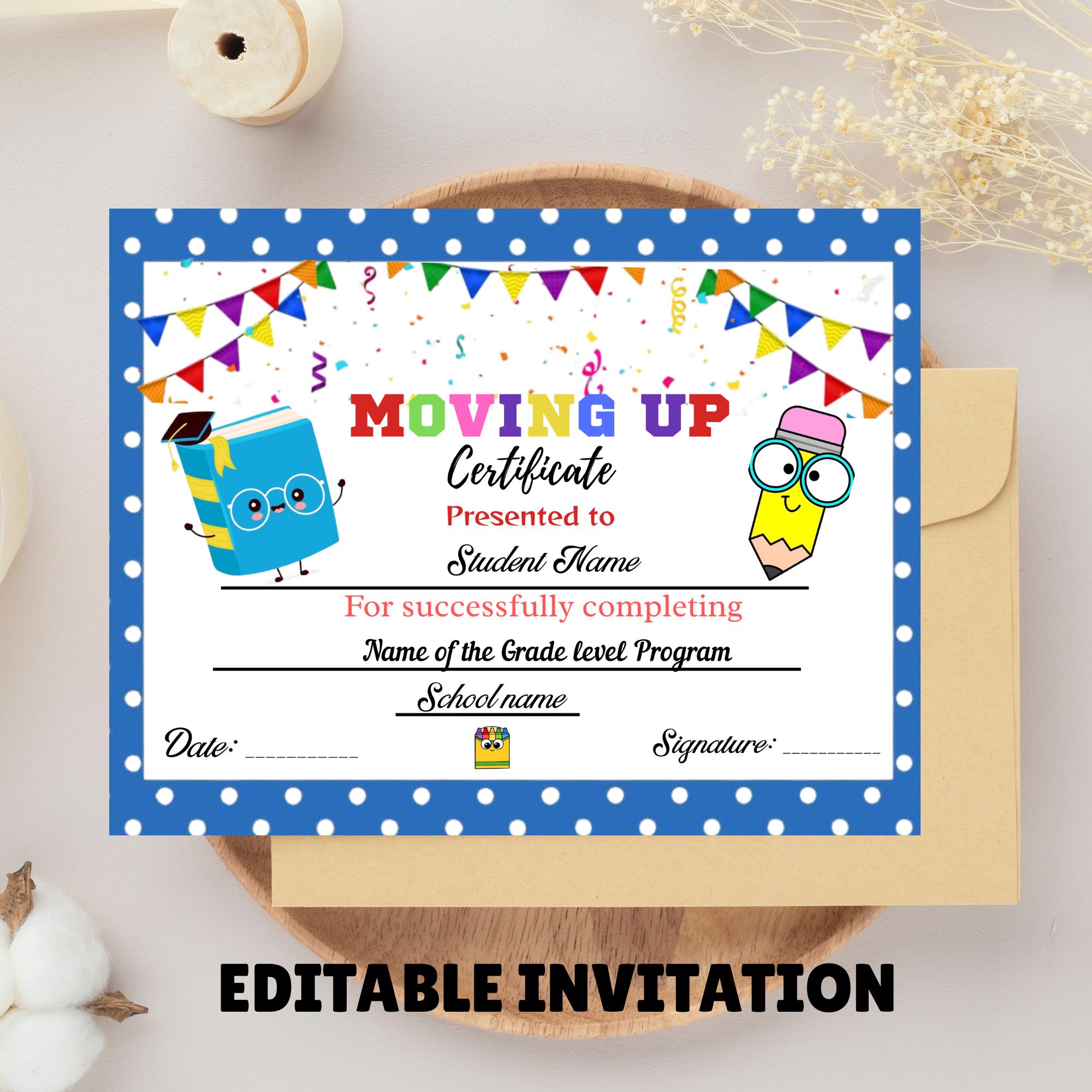 moving-up-certificate-etsy for Free Printable Moving Up Certificates Moving up Certificate - Etsy for Free Printable Moving Up Certificates