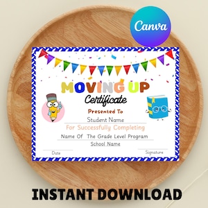 Editable Preschool Moving Up Certificate, Prek Moving Up Certificate, Preschool Graduation Diploma, Certificate Template For Kids
