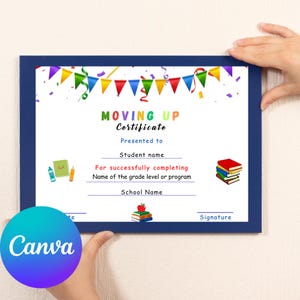Editable Preschool Moving Up Certificates Printable Award Certificate.