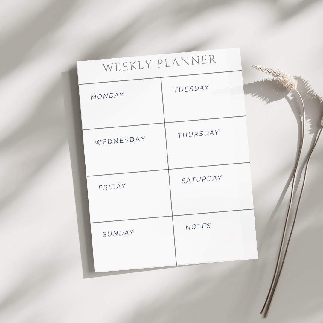 Minimalist Weekly Planner Printable: Undated PDF Schedule (A4, A5 ...