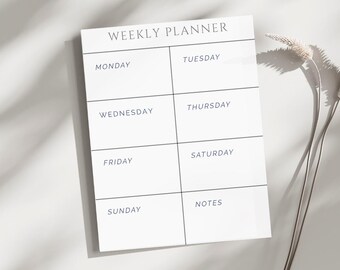 Minimalist Weekly Planner Printable: Undated PDF Schedule (A4, A5 ...