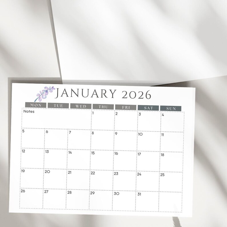 2026 Year at A Glance Calendar Printable | Minimalist A4 PDF (digital ...