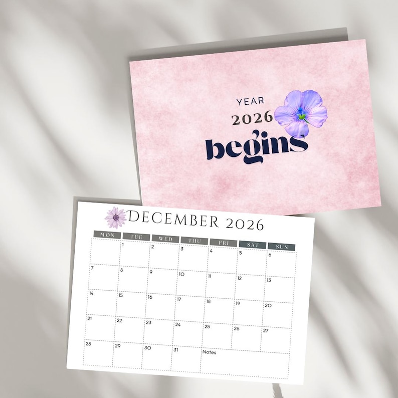 2026 Year at A Glance Calendar Printable | Minimalist A4 PDF (digital ...
