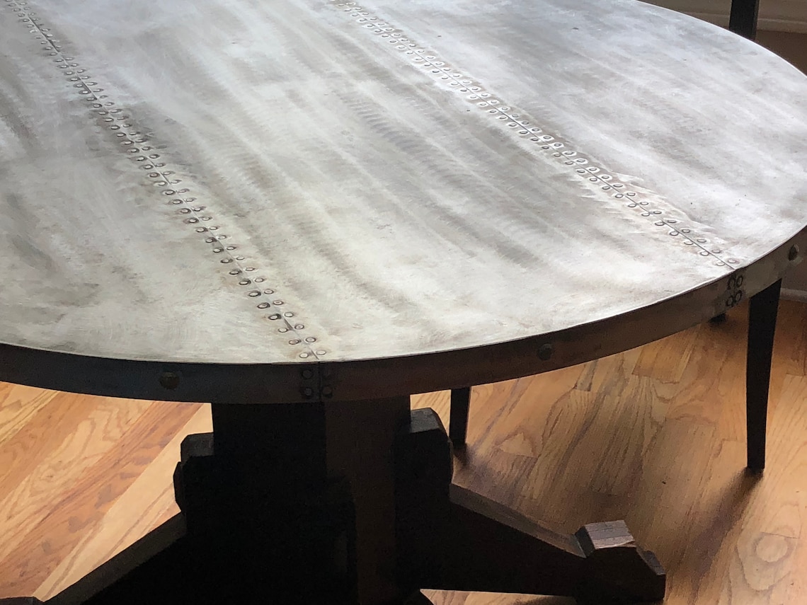 Vintage Zinc Top Table Custom Zinc Table Industrial Metal Etsy