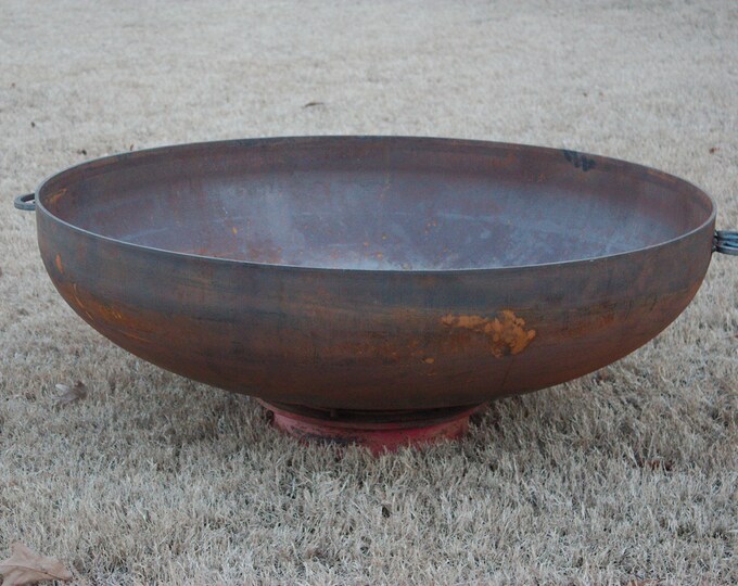 Steel Fire Pit 48 Elliptical With Reclaimed Vintage Tractor Brake Drum