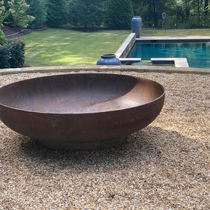 Steel Fire Pit 48&quot; elliptical  custom hand made fire pit backyard bowl fire pit