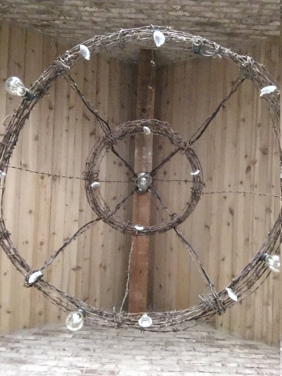 Barbed Wire Chandelier Light Fixture Etsy UK